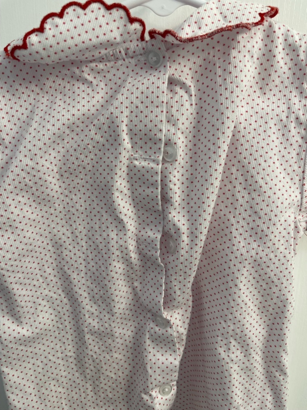 Girls White Top with Red Dot Print and Scalloped Trim - Picture 3 of 6